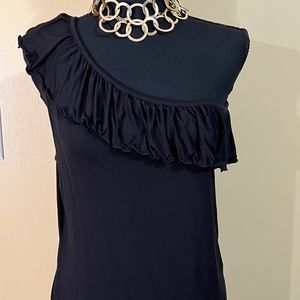 black ruffle one shoulder top size medium